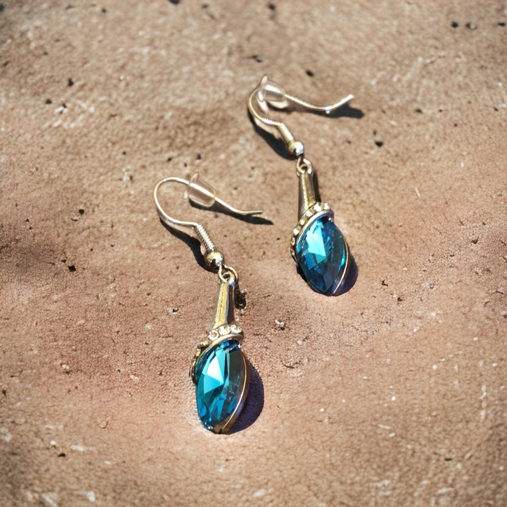 Yaomiao Crystal Dangle Water Drop Earrings Women's Silver/Blue